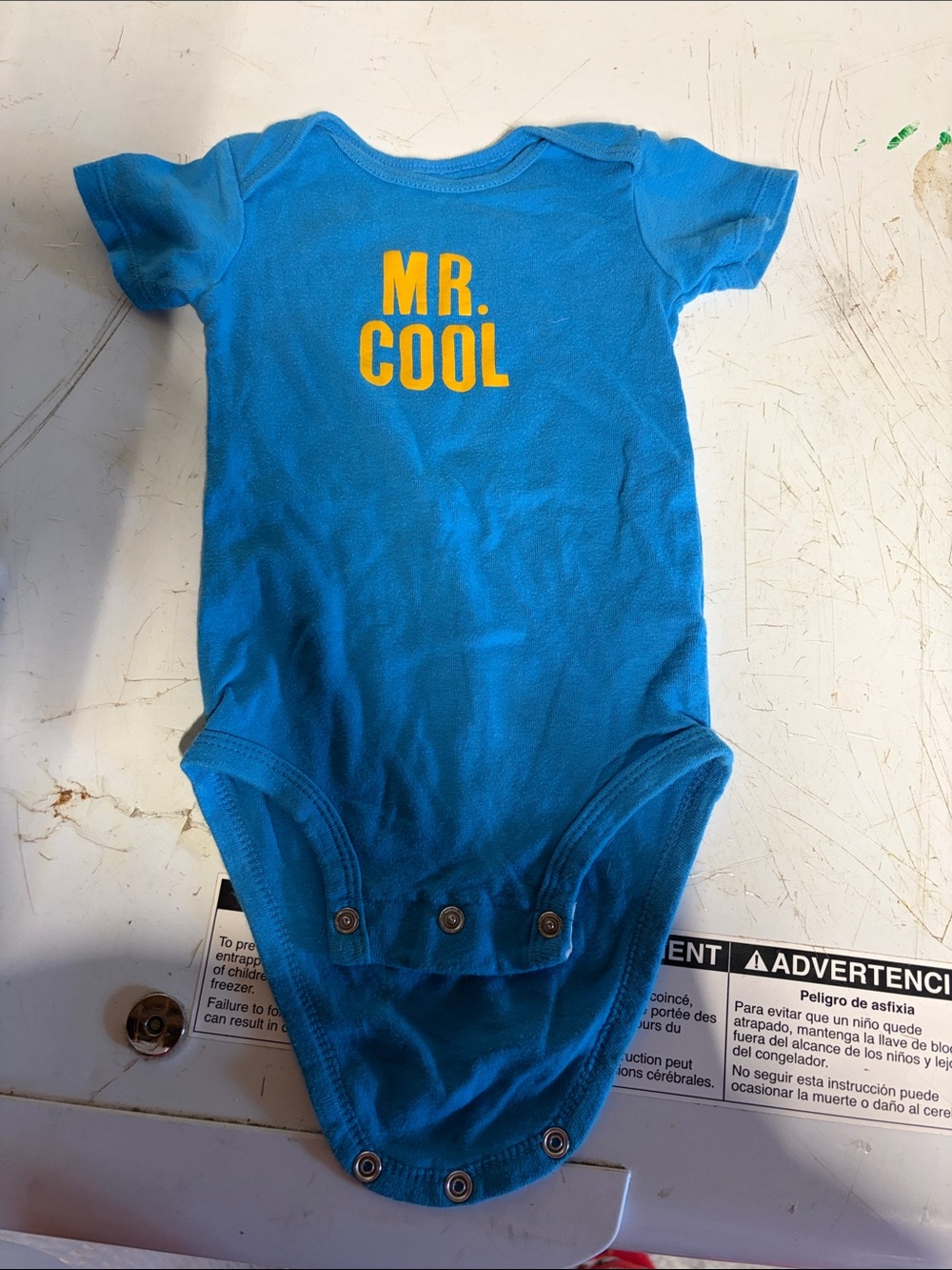 Carter's Blue "MR. COOL" One-Piece Bodysuit with Yellow Lettering
